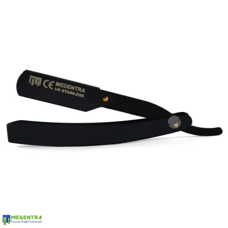 Black Barber Straight Shaving Razor (Golden Screw)