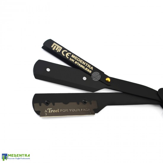 Black Barber Straight Shaving Razor (Golden Screw) Black Barber Straight Shaving Razor (Golden Screw)