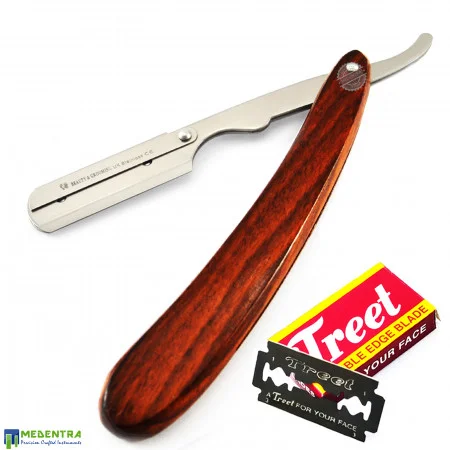 Wooden Barber Shaving Razor (Round Handle)