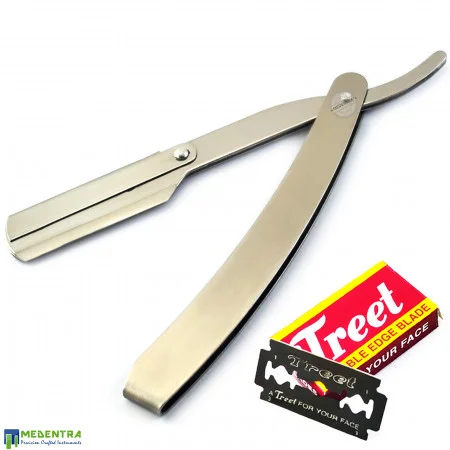Silver Barber Straight Shaving Razor 