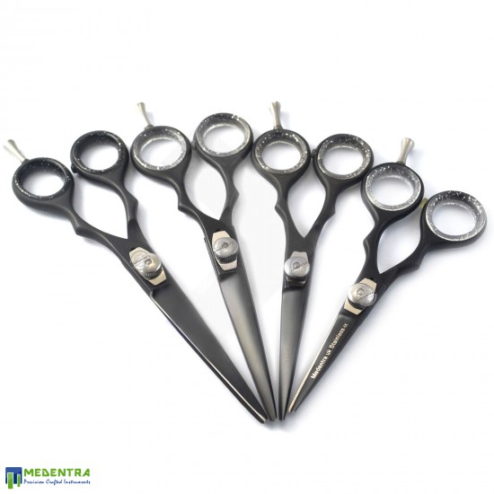 Black Barber Scissors Set 4.5", 5.0", 5.5", 6.0"
