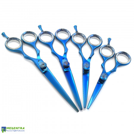 Blue Barber Scissors Set 4.5", 5.0", 5.5", 6.0"
