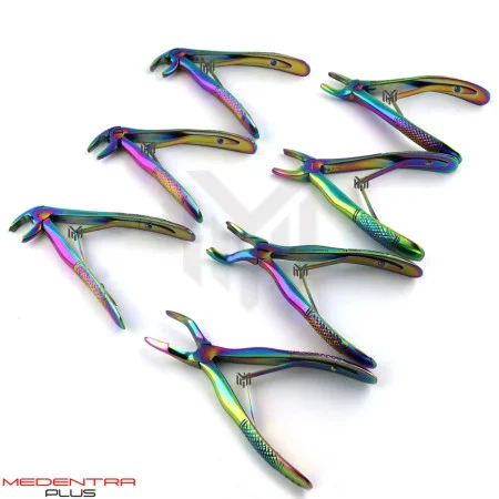 7Pcs Dental Pedo Extracting Forceps Multicolor
