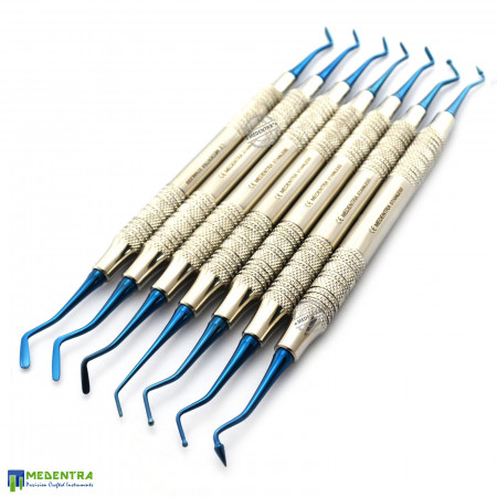 Dental Composite Filling Instruments Titanium Blue Set Of 7 