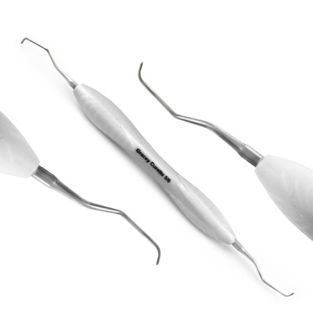 7Pcs Periodontal Curettes Scaler (White Silicone Handle) 7Pcs Periodontal Curettes Scaler (White Silicone Handle)