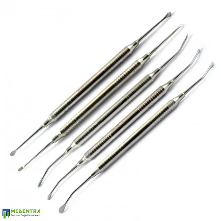 5Pcs Dental Sinus Lift Elevators Hollow Handle Straight Curved 