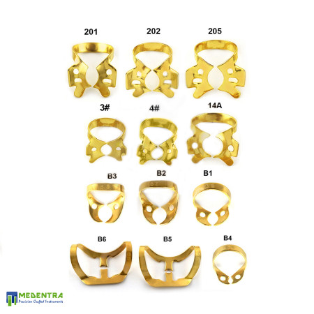 Dental Rubber Dam Brinker Winged Wingless Clamps Gold Coated Dental Rubber Dam Brinker Winged Wingless Clamps Gold Coated